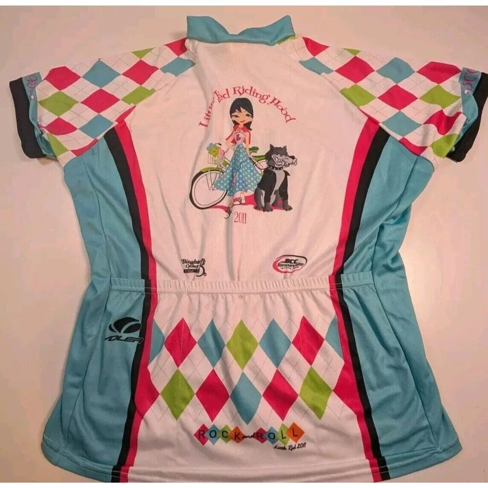 Voler Womens XL White Short Sleeves Little Red Riding Hood Bike Cycling Jersey